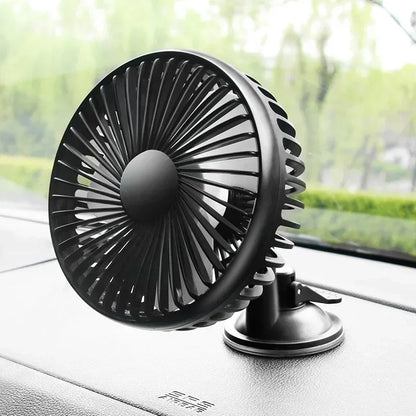 Car Fan 12V-24V Large Wind Three Speed Control Light and Portable Suction Cup Single Head Portable USB  Rechargeable 360 Degree