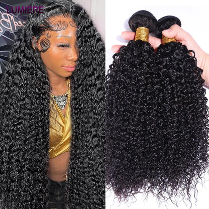 8-40" Afor Kinky Curly Human Hair 3/4 pcs Bundles Deal Brazilian Raw Hair Weave Bundle Virgin Human Hair Extensions Double Weft