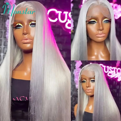 30 40 Inches Silver Grey Body Wave Lace Front Wigs 613 Hd Lace Frontal Wig 13x6 Raw Vietnamese Colored Human Hair Wigs For Women