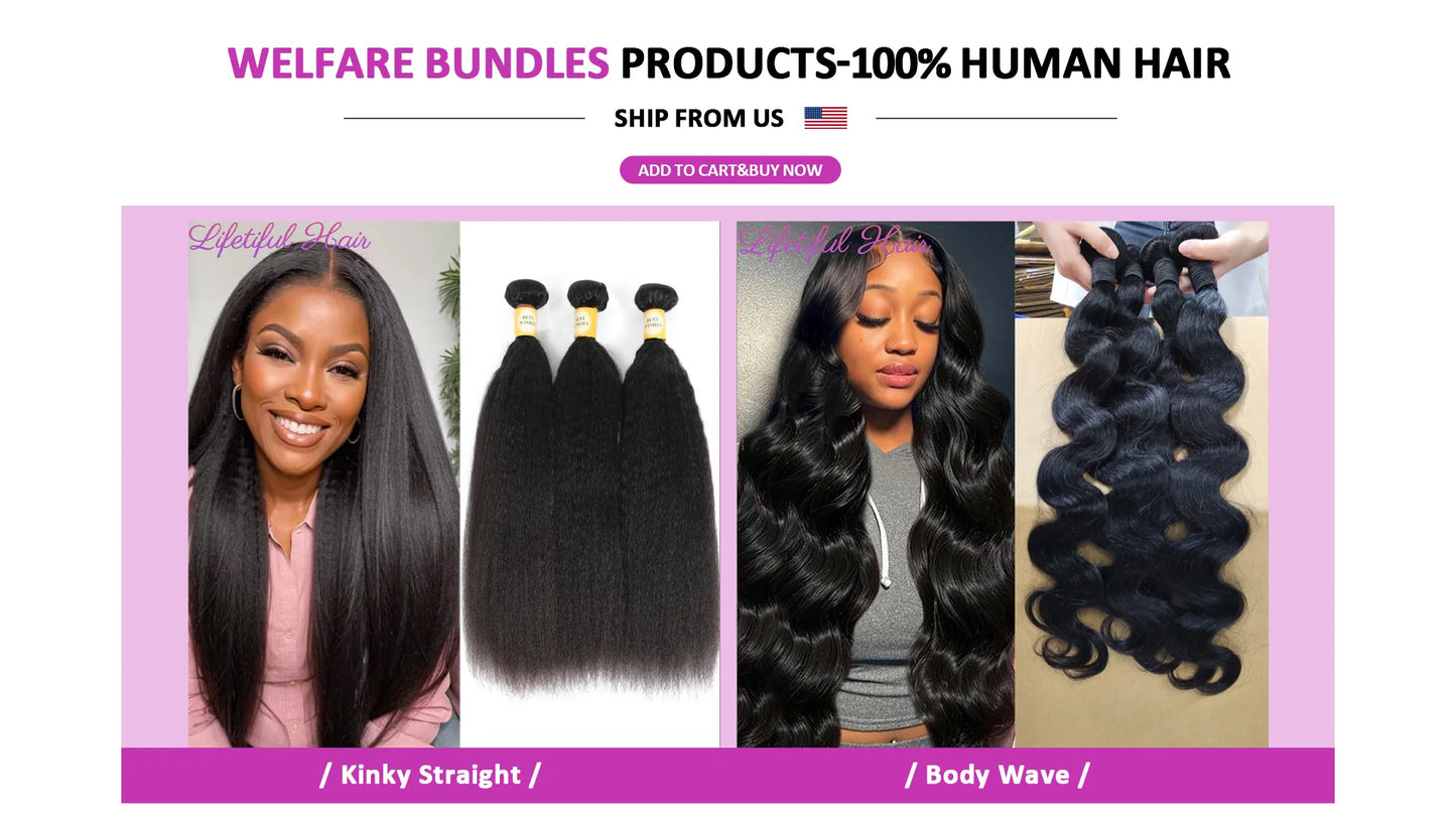 Kinky Straight Human Hair Bundles 1/3/4 Yaki Bundles 28 30 32 Inch Bundles Brazilian Raw Human Hair Extensions for Women