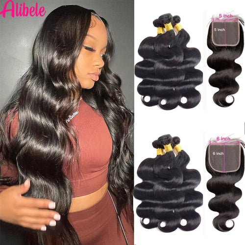 Body Wave Bundles With Closure Malaysia Virgin Human Hair Bundles With 5x5 6x6 HD Transparent Lace Closure Free Part Black Color