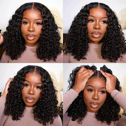Brazilian Curly Lace Front Wig Short Bob Frontal Wigs Deep Wave 13x4 HD Lace Front Human Hair Wigs Pre Plucked With Baby Hair
