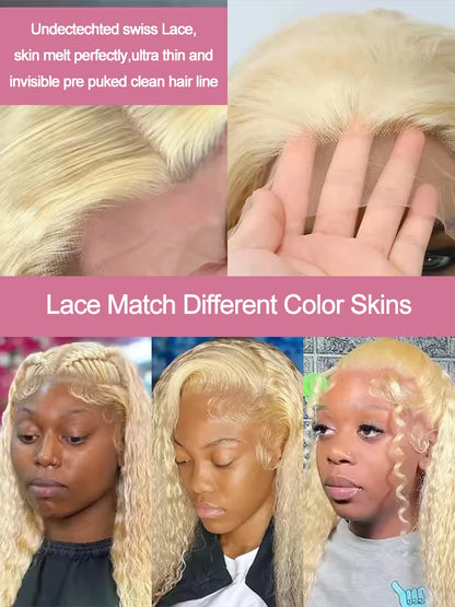 Deep Wave 13x6 HD Lace Frontal Human Hair Wig 30 40 Inch Curly 613 Honey Blonde Water Wave 13x4 Lace Front Wigs For Women 250%
