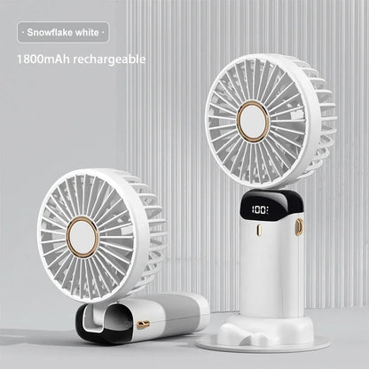 Handheld Mini Fan Foldable Portable Neck Hanging Fans 5 Speed USB Rechargeable Fan with Phone Stand and Display Screen 1800mAh