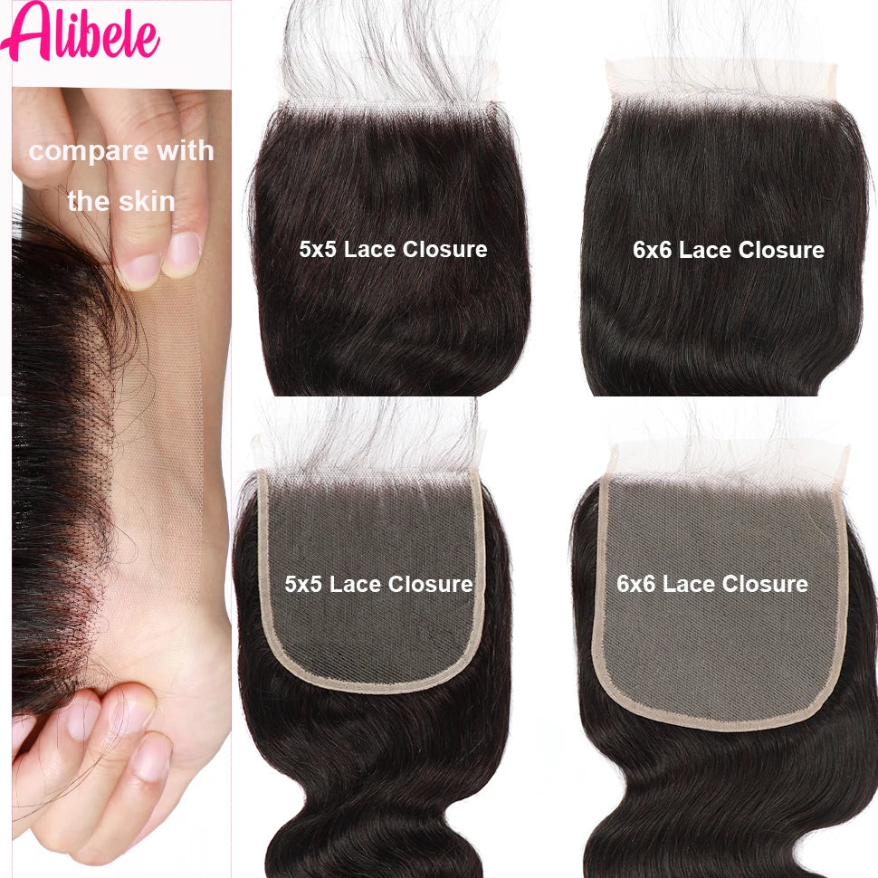 Body Wave Bundles With Closure Malaysia Virgin Human Hair Bundles With 5x5 6x6 HD Transparent Lace Closure Free Part Black Color