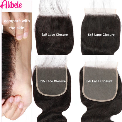 Body Wave Bundles With Closure Malaysia Virgin Human Hair Bundles With 5x5 6x6 HD Transparent Lace Closure Free Part Black Color