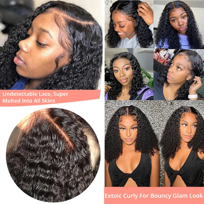 250% Density 13x6 13x4 HD Lace Frontal Wigs Deep Wave Lace Front Human Hair Wig Short Bob 7x5 Glueless Wigs Curly Human Hair Wig