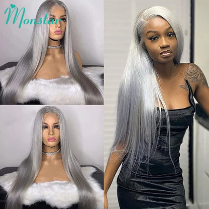 30 40 Inches Silver Grey Body Wave Lace Front Wigs 613 Hd Lace Frontal Wig 13x6 Raw Vietnamese Colored Human Hair Wigs For Women