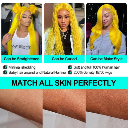 Light Yellow 613 13x6 HD Lace Frontal Wig Human Hair Body Wave Transparent Lace Wig 613 Colored Human Hair Wigs 200% For Women