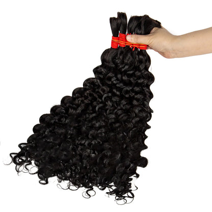 Natural Human Braiding Hair 26 28 Inch Deep Water Wave Bulk Human Hair for Boho Braids No Weft 16A Virgin Curly Hair Extensions