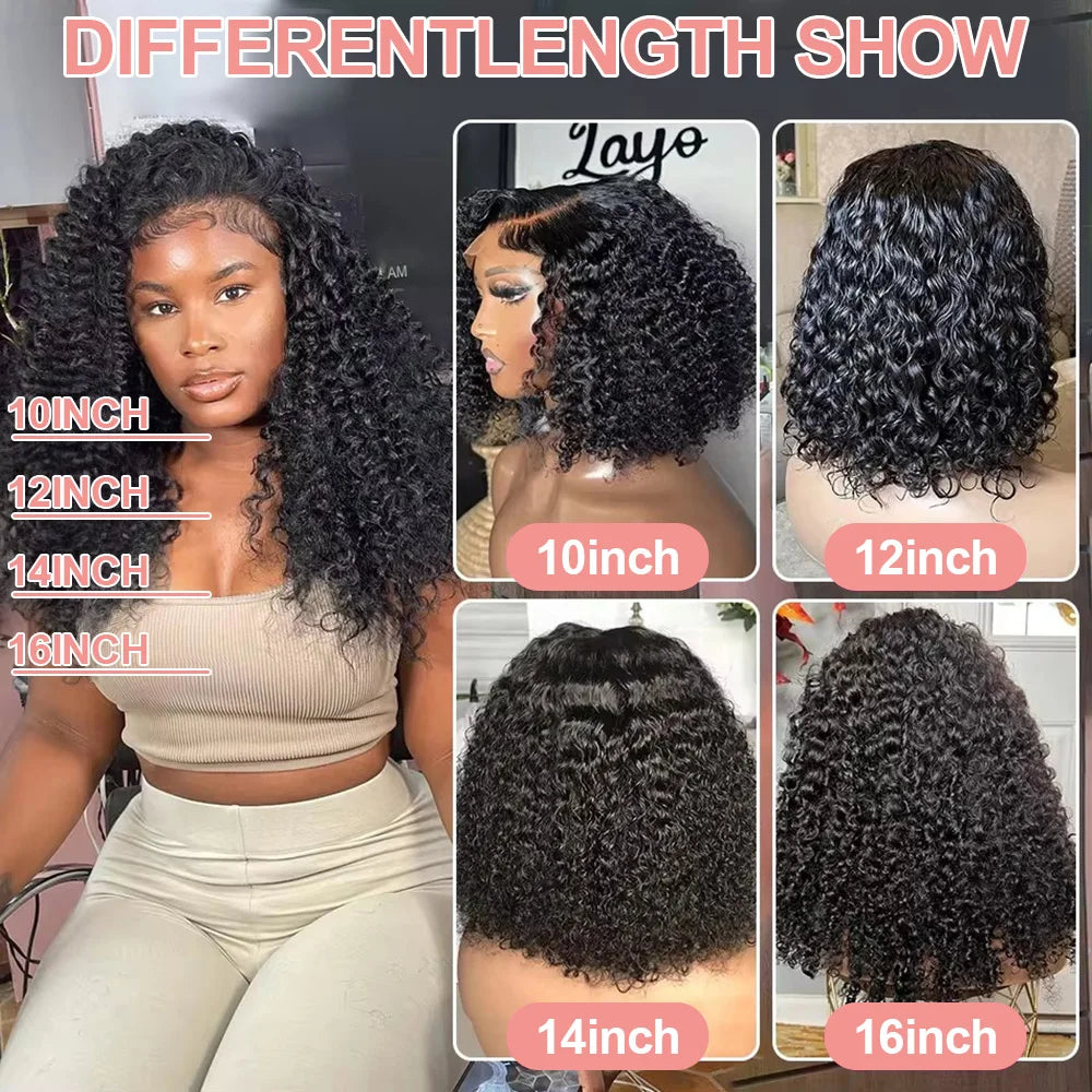 250% Density 13x6 13x4 HD Lace Frontal Wigs Deep Wave Lace Front Human Hair Wig Short Bob 7x5 Glueless Wigs Curly Human Hair Wig