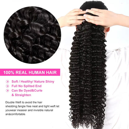 Luvin Burmese Curly Bundles Human Hair 30 34 Inch Deep Wave Raw Hair Bundles 100% Unprocessed Double Weft Hair Extensions Weave