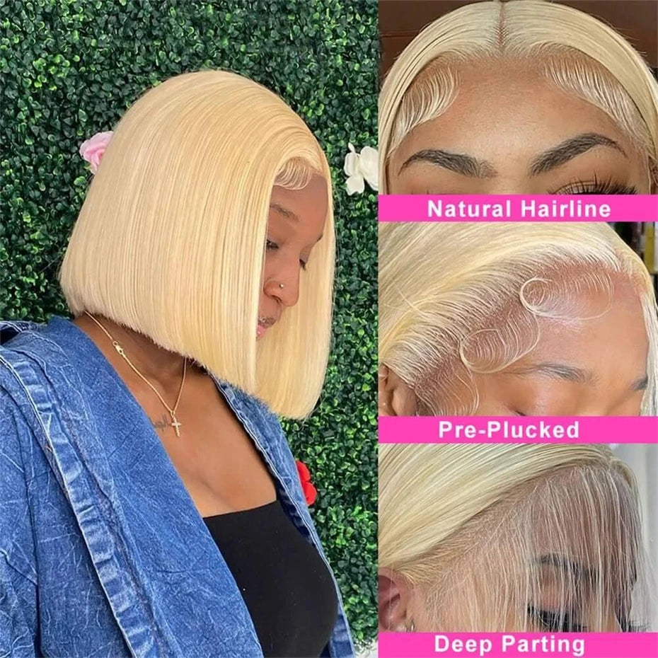 Bob Wig Human Hair 13x4 13x6 Lace Front Wig Pre Plucked 613 Blonde Color Human Hair Wigs Transparent Lace Frontal Wigs For Women