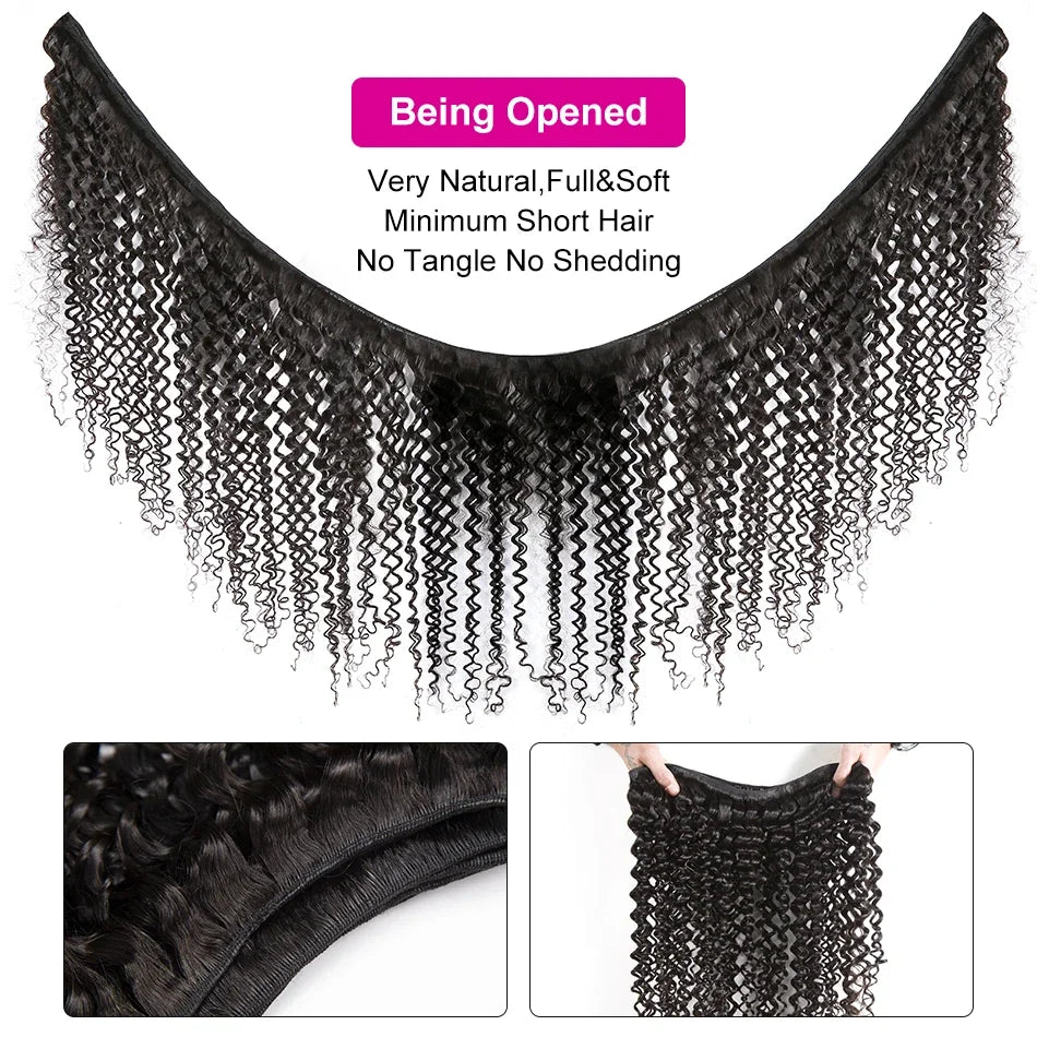 Luvin Burmese Curly Bundles Human Hair 30 34 Inch Deep Wave Raw Hair Bundles 100% Unprocessed Double Weft Hair Extensions Weave