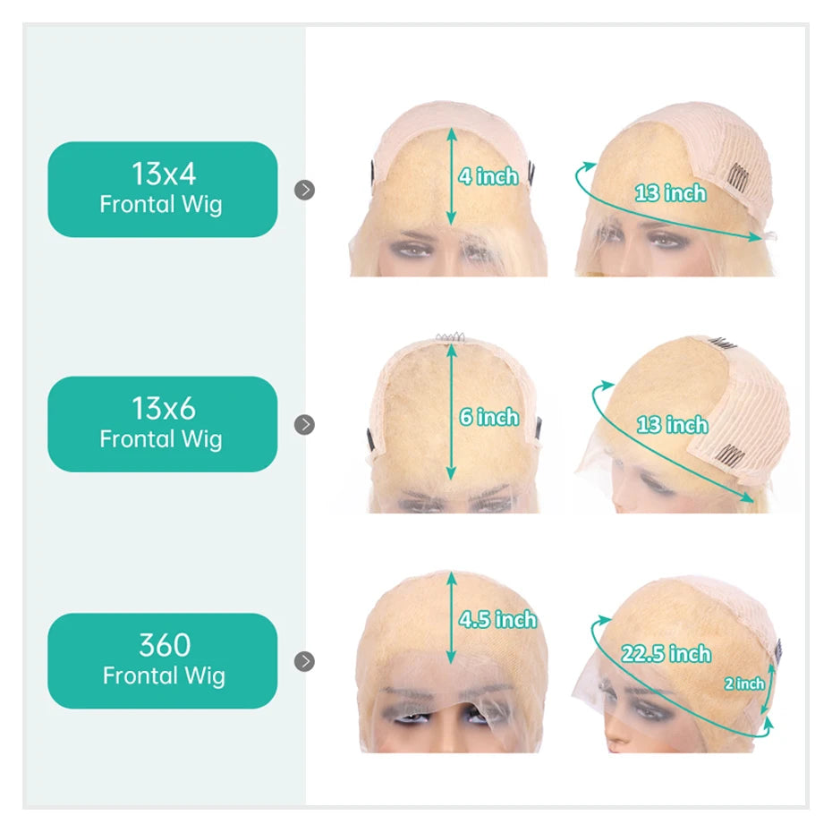 13x4 13x6 360 HD Transparent 613 Honey Blonde Color Lace Front Human Hair Wigs for Women Raw Brazilian Straight Lace Frontal Wig