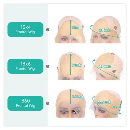 13x4 13x6 360 HD Transparent 613 Honey Blonde Color Lace Front Human Hair Wigs for Women Raw Brazilian Straight Lace Frontal Wig