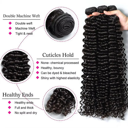 Luvin Burmese Curly Bundles Human Hair 30 34 Inch Deep Wave Raw Hair Bundles 100% Unprocessed Double Weft Hair Extensions Weave