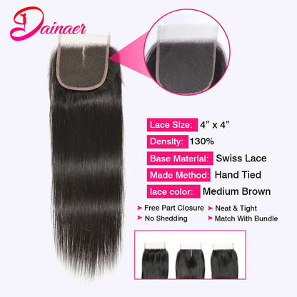 Vietnamese Straight Hair Closure 4x4 Lace Closure Only Remy Hair 12-22inch Natural Color 100% Human Hair Closure For Black Women