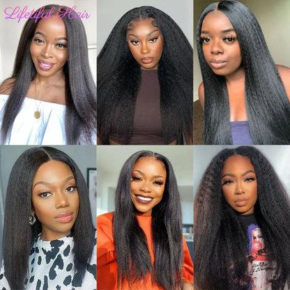 Kinky Straight Human Hair Bundles 1/3/4 Yaki Bundles 28 30 32 Inch Bundles Brazilian Raw Human Hair Extensions for Women