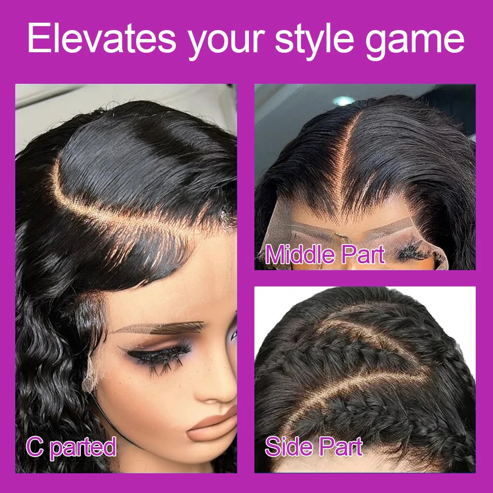 Brazilian 13x4 Glueless Curly Lace Front Wig Short Bob Frontal Wig Deep Water Wave 13X6 Hd Lace Frontal Human Hair Wig For Women