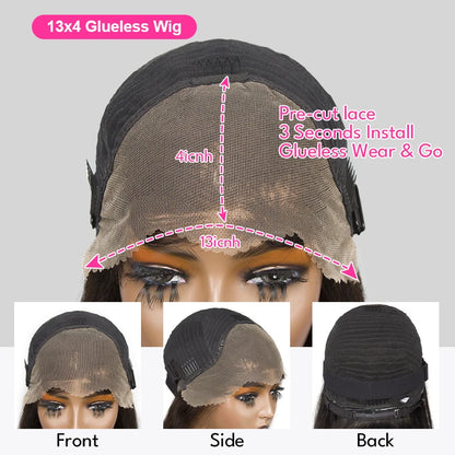 Brazilian 13x4 Glueless Curly Lace Front Wig Short Bob Frontal Wig Deep Water Wave 13X6 Hd Lace Frontal Human Hair Wig For Women