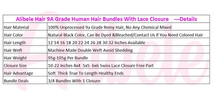 Body Wave Bundles With Closure Malaysia Virgin Human Hair Bundles With 5x5 6x6 HD Transparent Lace Closure Free Part Black Color