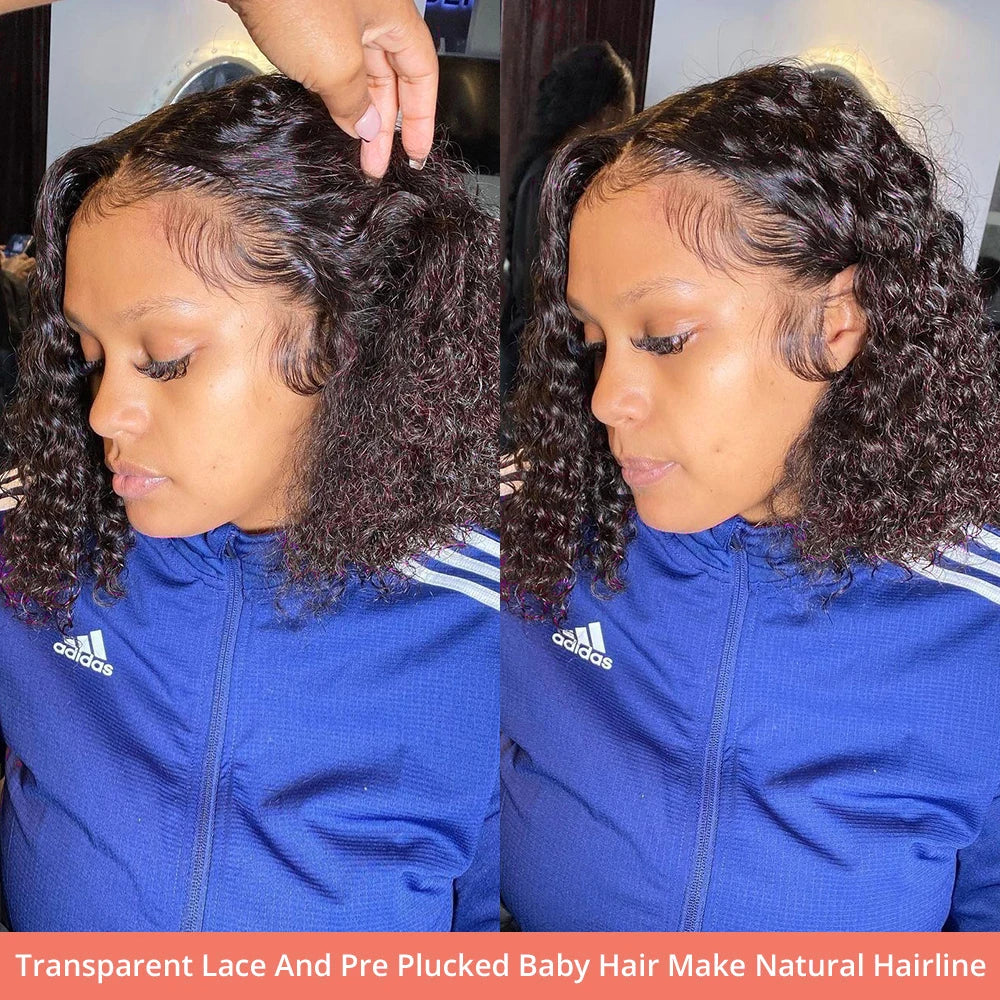 250% Density 13x6 13x4 HD Lace Frontal Wigs Deep Wave Lace Front Human Hair Wig Short Bob 7x5 Glueless Wigs Curly Human Hair Wig