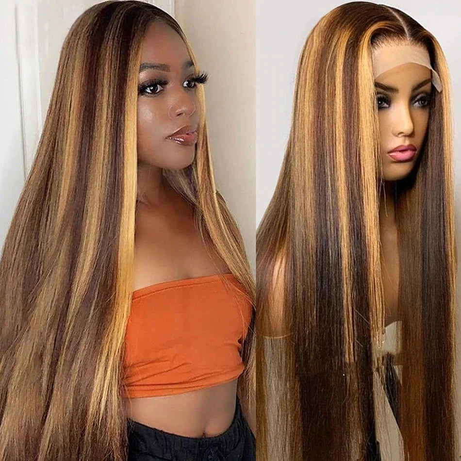 Highlight Wig 13x6 Hd Lace Frontal Wig Natural Hairline PrePlucked 30 Inch 13x4 Honey Blonde Straight Lace Front Wigs Human Hair