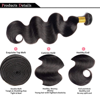 Body Wave Bundles Human Hair Brazilian Hair Weave Bundles 100% Natural Black Human Hair Extensions 1 3 4 PCS Bundles