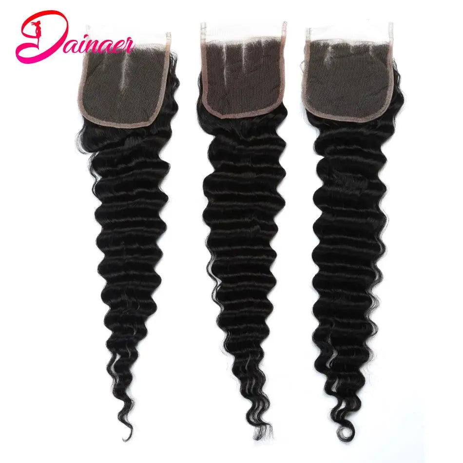 Deep Wave 4x4 Lace Closure 100% Human Hair Closure Soft Remy Hair Brazilian Deep Wave Closure Human Hair Pre Plucked