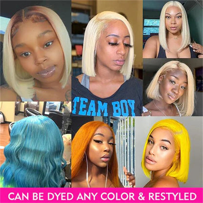Bob Wig Human Hair 13x4 13x6 Lace Front Wig Pre Plucked 613 Blonde Color Human Hair Wigs Transparent Lace Frontal Wigs For Women