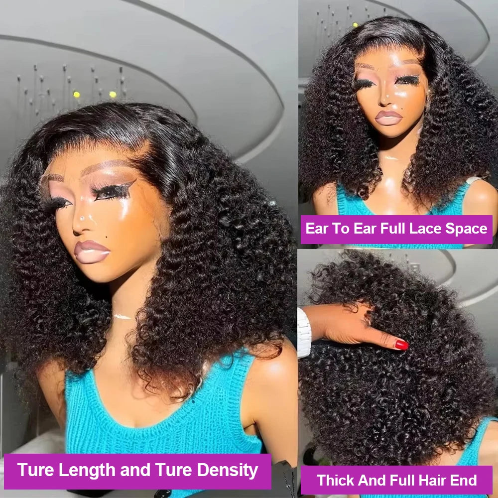 Brazilian 13x4 Glueless Curly Lace Front Wig Short Bob Frontal Wig Deep Water Wave 13X6 Hd Lace Frontal Human Hair Wig For Women