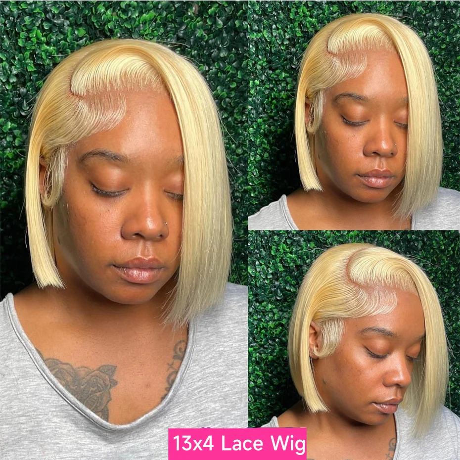 Bob Wig Human Hair 13x4 13x6 Lace Front Wig Pre Plucked 613 Blonde Color Human Hair Wigs Transparent Lace Frontal Wigs For Women