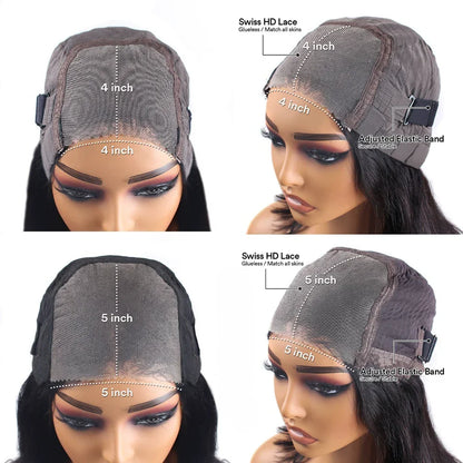 Glueless Wigs Human Hair Ready To Wear Bone Straight Lace Front Wigs Human Hair 4x4 5x5 Pre Cut Hd Lace Closure Wigs For Women