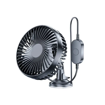 Car Fan 12V-24V Large Wind Three Speed Control Light and Portable Suction Cup Single Head Portable USB  Rechargeable 360 Degree