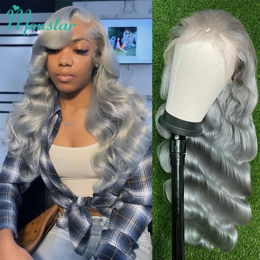 30 40 Inches Silver Grey Body Wave Lace Front Wigs 613 Hd Lace Frontal Wig 13x6 Raw Vietnamese Colored Human Hair Wigs For Women