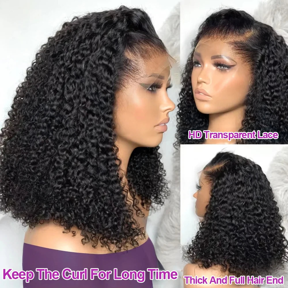 Brazilian 13x4 Glueless Curly Lace Front Wig Short Bob Frontal Wig Deep Water Wave 13X6 Hd Lace Frontal Human Hair Wig For Women