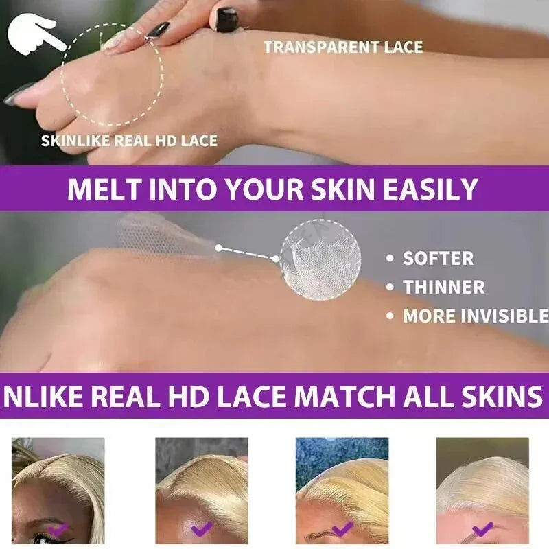 13x4 13x6 HD Transparent Full Frontal Lace 613 Blonde Colored Straight Human Hair Wigs Lace Front Wigs For Women 40 46 Inches