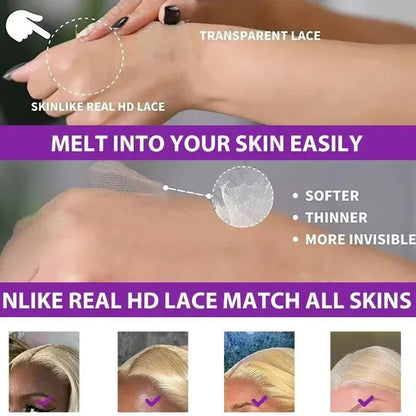 13x4 13x6 HD Transparent Full Frontal Lace 613 Blonde Colored Straight Human Hair Wigs Lace Front Wigs For Women 40 46 Inches