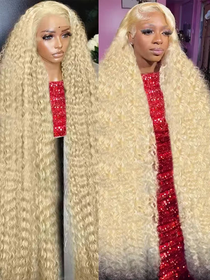 Deep Wave 13x6 HD Lace Frontal Human Hair Wig 30 40 Inch Curly 613 Honey Blonde Water Wave 13x4 Lace Front Wigs For Women 250%