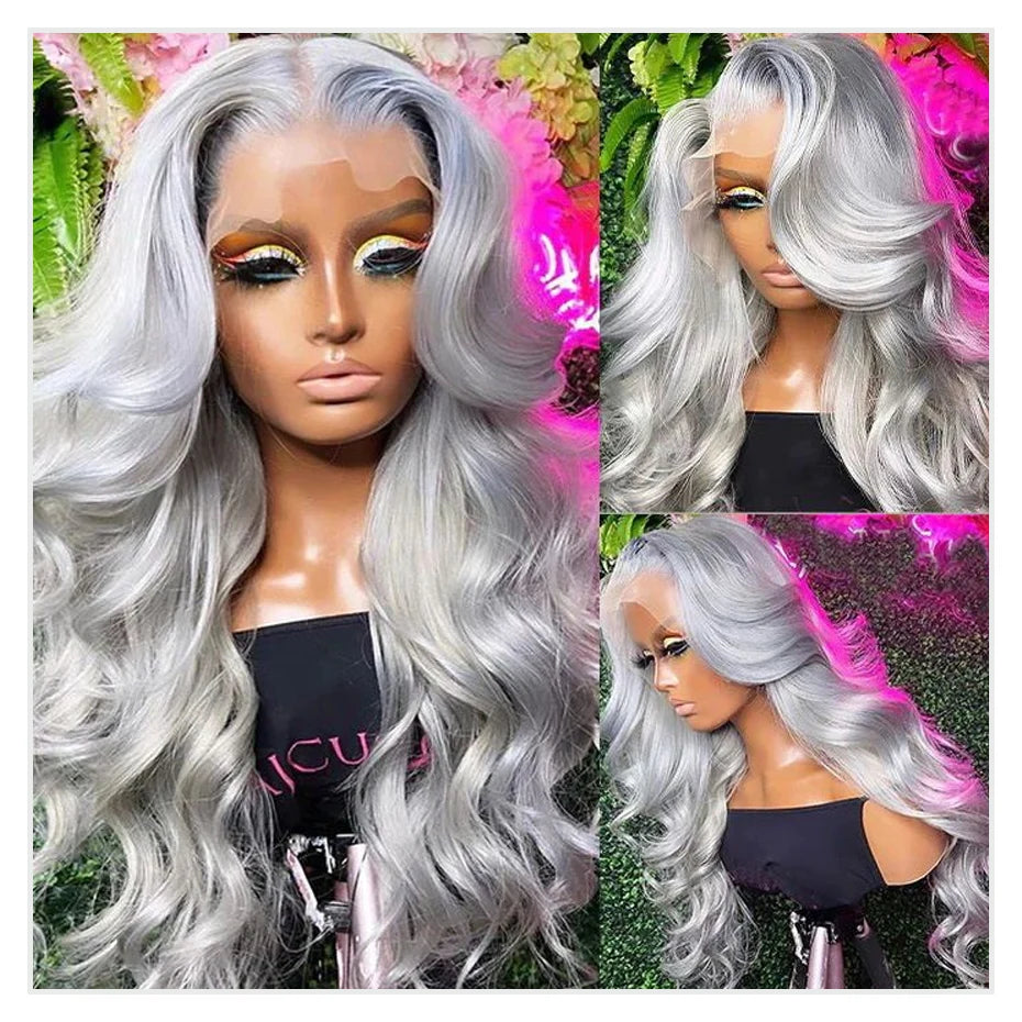 30 40 Inches Silver Grey Body Wave Lace Front Wigs 613 Hd Lace Frontal Wig 13x6 Raw Vietnamese Colored Human Hair Wigs For Women