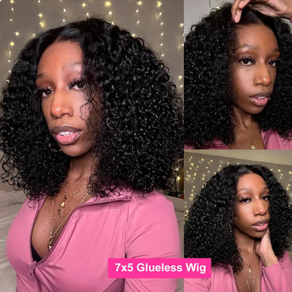 Brazilian 13x4 Glueless Curly Lace Front Wig Short Bob Frontal Wig Deep Water Wave 13X6 Hd Lace Frontal Human Hair Wig For Women
