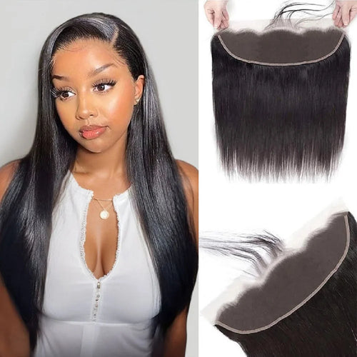 Straight Human Hair Bundles With 13×4 HD Lace Frontal Bundles 100% Human Hair Extensions Brazilian Weave Raw Hair Natural Color