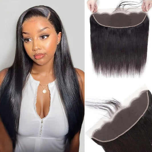 Straight Human Hair Bundles With 13×4 HD Lace Frontal Bundles 100% Human Hair Extensions Brazilian Weave Raw Hair Natural Color