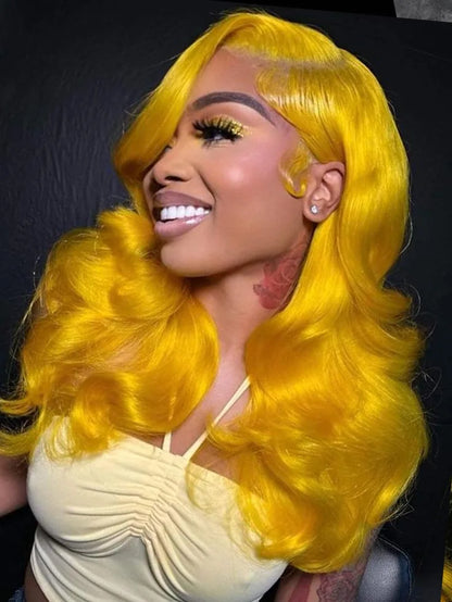 Light Yellow 613 13x6 HD Lace Frontal Wig Human Hair Body Wave Transparent Lace Wig 613 Colored Human Hair Wigs 200% For Women