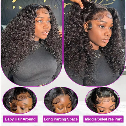Brazilian 13x4 Glueless Curly Lace Front Wig Short Bob Frontal Wig Deep Water Wave 13X6 Hd Lace Frontal Human Hair Wig For Women