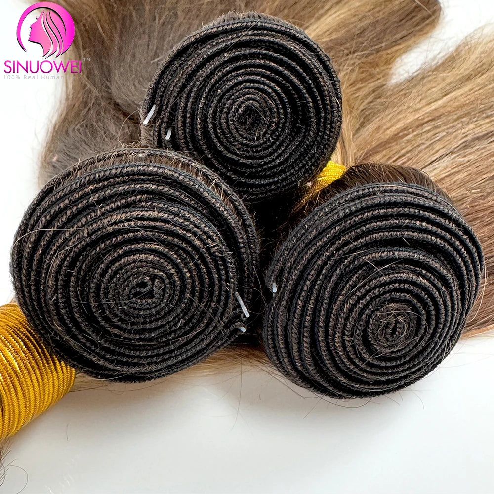 P4/27 Straight Highlight Human Hair Bundles Bone Straight Human Hair  Remy Hair Extensions Straight Blonde Bundles For Women