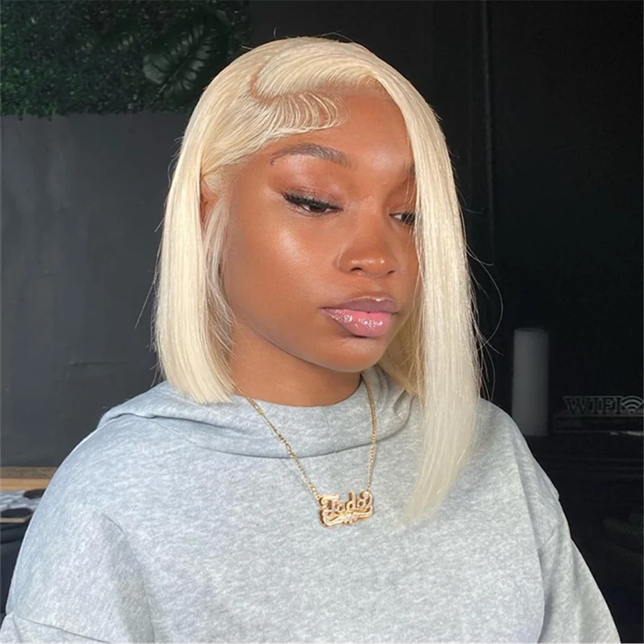 Bob Wig Human Hair 13x4 13x6 Lace Front Wig Pre Plucked 613 Blonde Color Human Hair Wigs Transparent Lace Frontal Wigs For Women