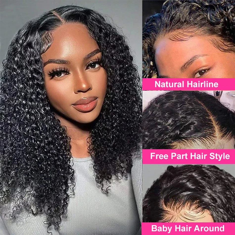 Brazilian 13x4 Glueless Curly Lace Front Wig Short Bob Frontal Wig Deep Water Wave 13X6 Hd Lace Frontal Human Hair Wig For Women