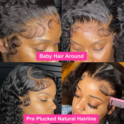 Brazilian 13x4 Glueless Curly Lace Front Wig Short Bob Frontal Wig Deep Water Wave 13X6 Hd Lace Frontal Human Hair Wig For Women